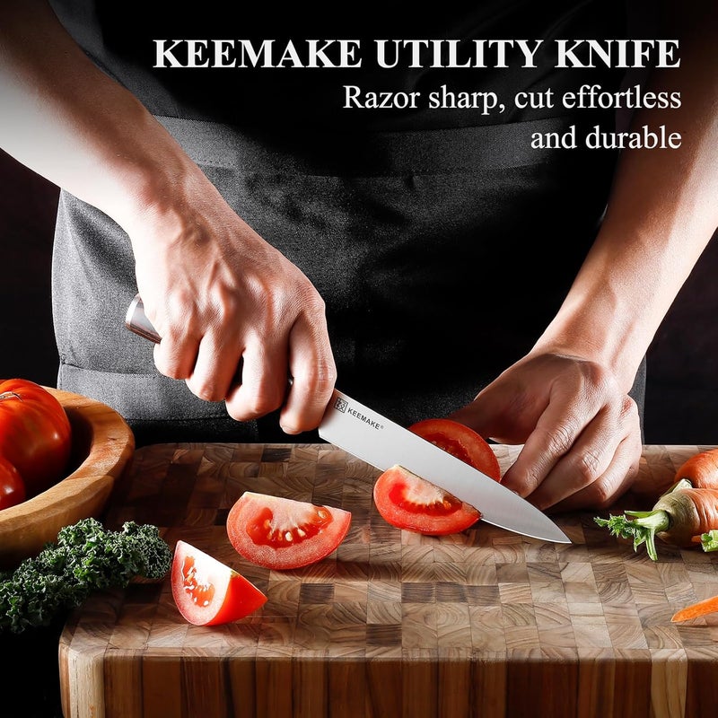 KEEMAKE Utility Knife 6 inch, Paring Knife with German High Carbon Stainless Steel 1.4116 Blade, Fruit Knife with Pakkawood Handle Small Kitchen Knives with Gift Box - Image 4